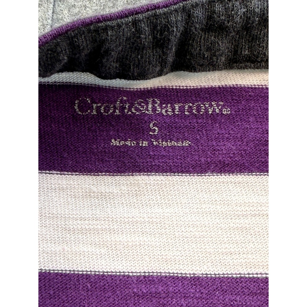 Croft & Barrow Striped Boat Neck Top Womens Small Grey White Purple 3/4 Sleeve‎ - Picture 7 of 11